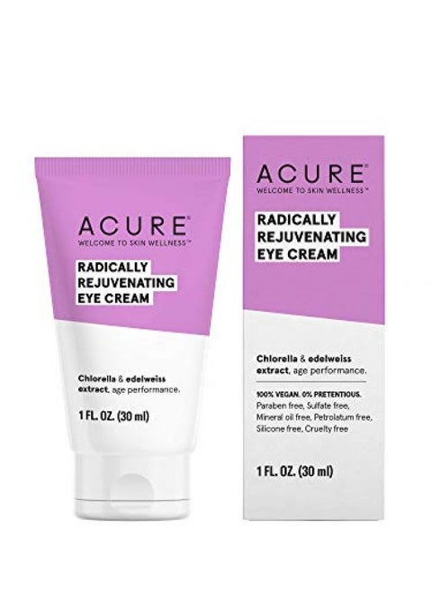ACURE Radically Rejuvenating Eye Cream  100% Vegan  Provides AntiAging Support  Chlorella & Edelweiss Extract  Hydrates & Minimizes Fine Lines  Ivory 1 Fl Oz