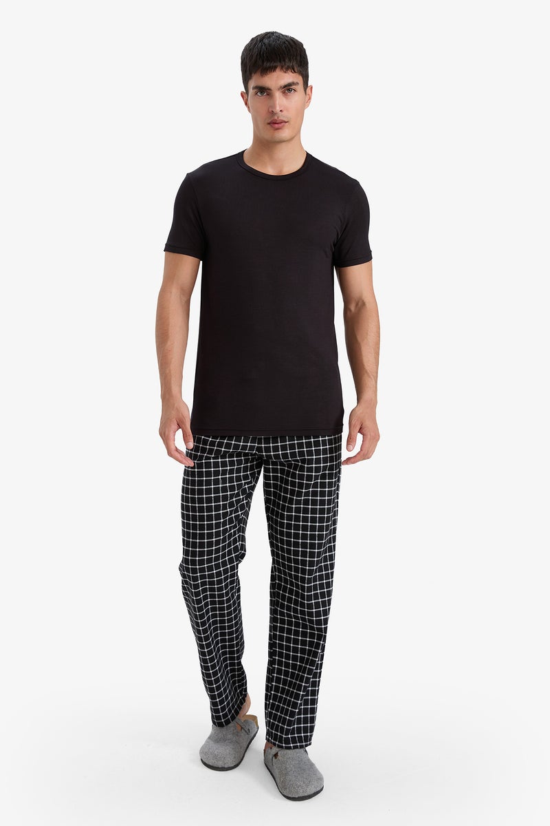 DeFacto Black Man Regular Fit Long Checked Pyjamas Bottoms Casual - Image 1
