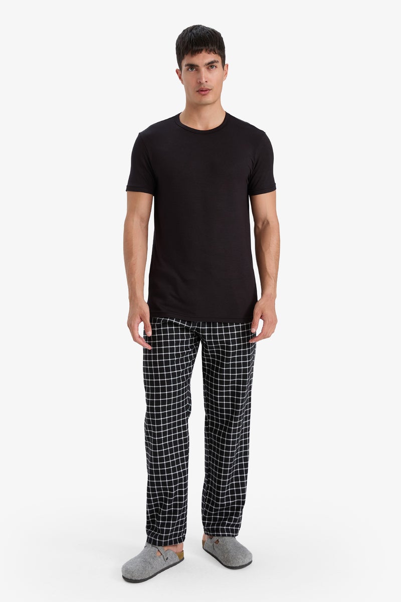 DeFacto Black Man Regular Fit Long Checked Pyjamas Bottoms Casual - Image 2