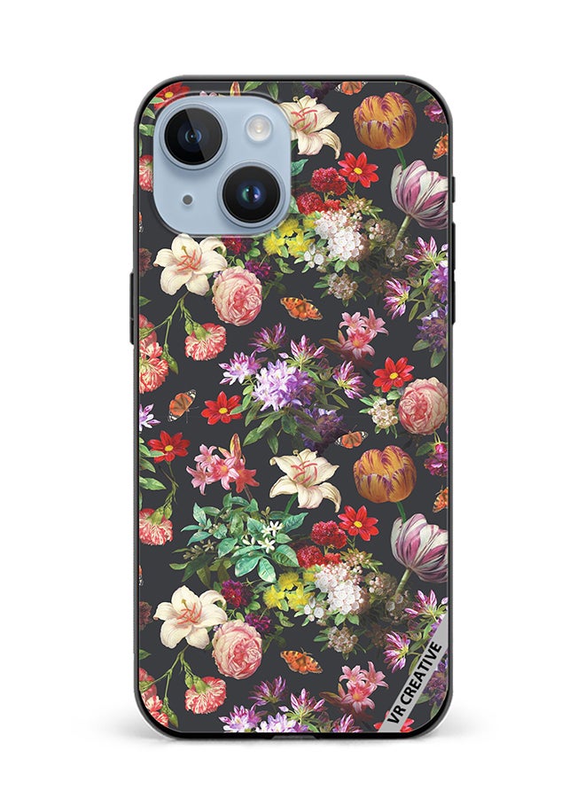 VR CREATIVE Protective Case Cover For Apple iPhone 15 Plus Vintage Flower Design Multicolour - Image 1