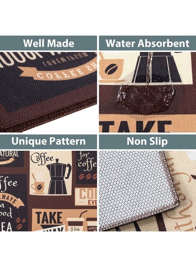Carvapet 2 Piece Non-Slip Backing Mat Throw/Runner Rug For Kitchen Doormat Cafe Design (17"X48"+17"X24") - Image 3