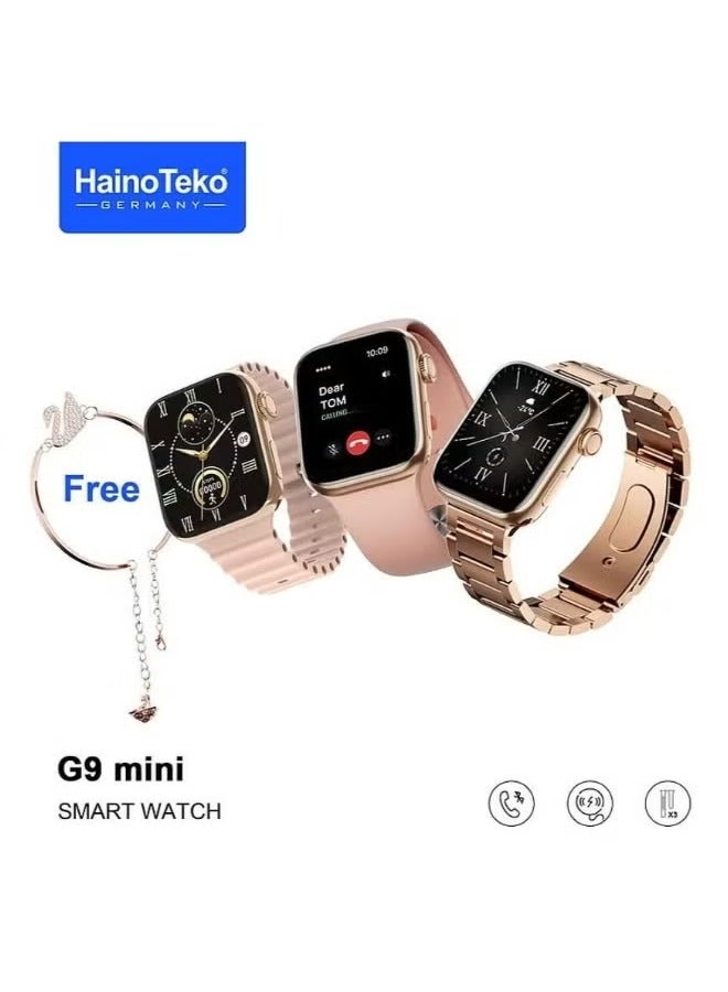 Haino Teko G9 Mini Smart Watch for Ladies | 41mm HD Smart Display, Two Strap Sets & Beautiful Bracelet, Wireless Charging, Rose Gold Edition | Stylish & Functional - Image 3