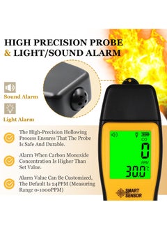 SYOSI Handheld Carbon Monoxide Meter, Portable Carbon Monoxide Detector, Professional-Grade CO Sensor Tester with LCD Backlit Display, 0-1000PPM Range for Industrial ＆ Home (Battery Not Included)  - Image 3