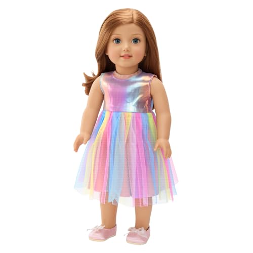 BARWA Doll Clothes and Accessories for 18 inch Dolls Mermaid Casual Tutu Dress Outfits Swimsuit Underwear J 2 pcs Rainbow Tutu Dresses - Image 1