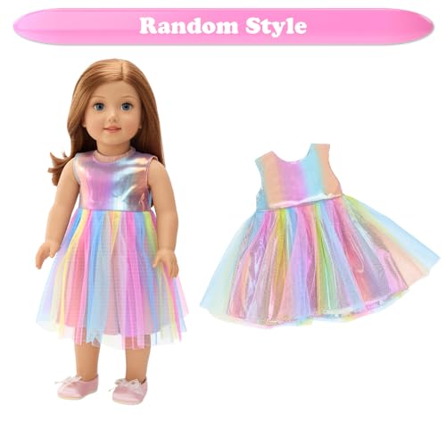 BARWA Doll Clothes and Accessories for 18 inch Dolls Mermaid Casual Tutu Dress Outfits Swimsuit Underwear J 2 pcs Rainbow Tutu Dresses - Image 5