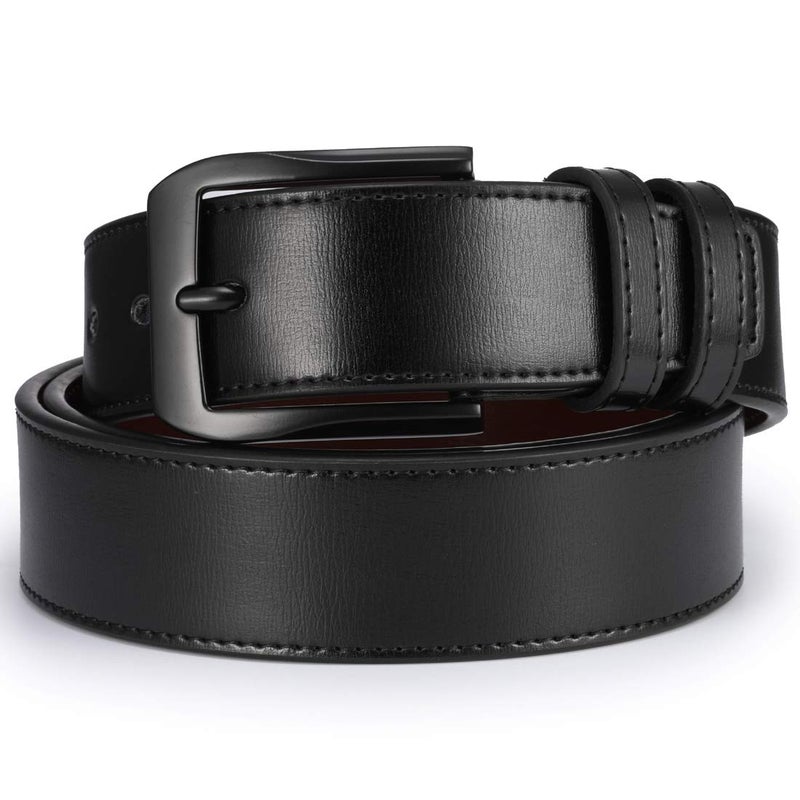 beltox fine Menâ€™s Casual Leather Jeans Belts 1 1/2â€ Wide 4MM Thick Alloy Prong Buckle Work Dress Belt for Menï¼ˆBlack Belt with Black Buckleï¼Œ50-52ï¼‰ - Image 2