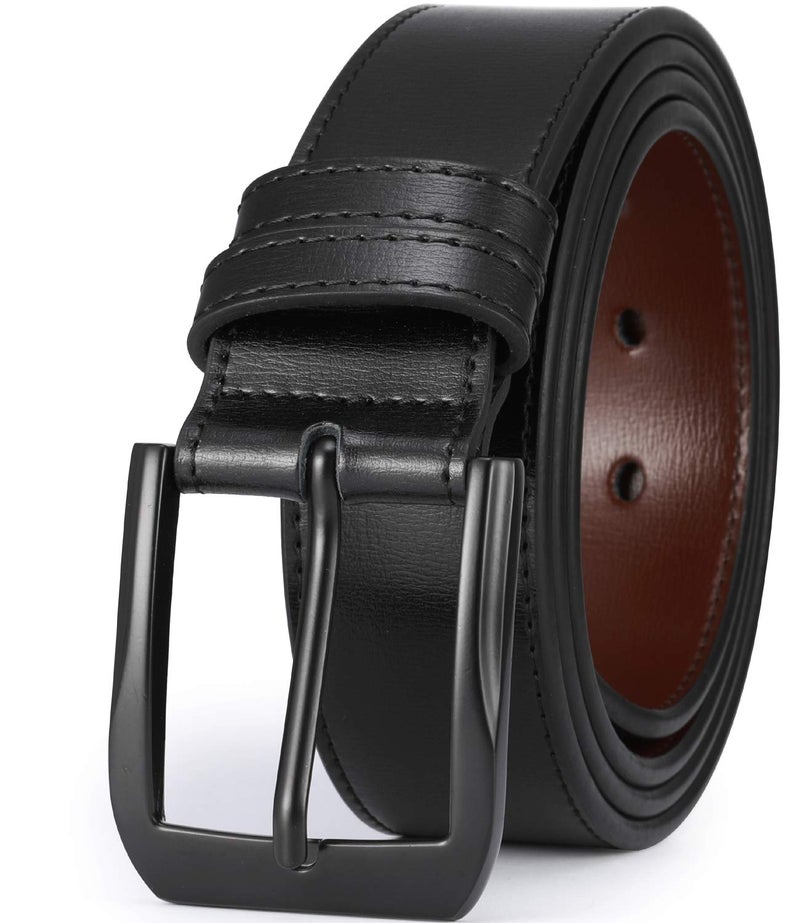 beltox fine Menâ€™s Casual Leather Jeans Belts 1 1/2â€ Wide 4MM Thick Alloy Prong Buckle Work Dress Belt for Menï¼ˆBlack Belt with Black Buckleï¼Œ50-52ï¼‰ - Image 1