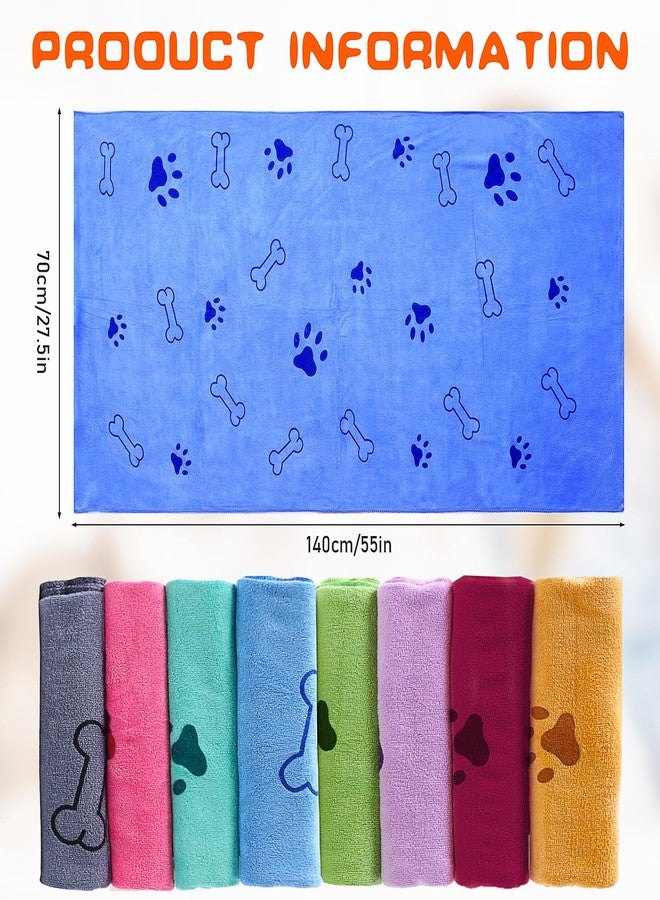 KisSealed 8Pcs Dog Towels for Drying, 55 x 28 Inch Quick Drying Pet Bath Towels Bulk Colorful Pet Grooming Towel Absorbent Microfiber Towel for Small Medium Large Dog Puppy Cat - Image 2