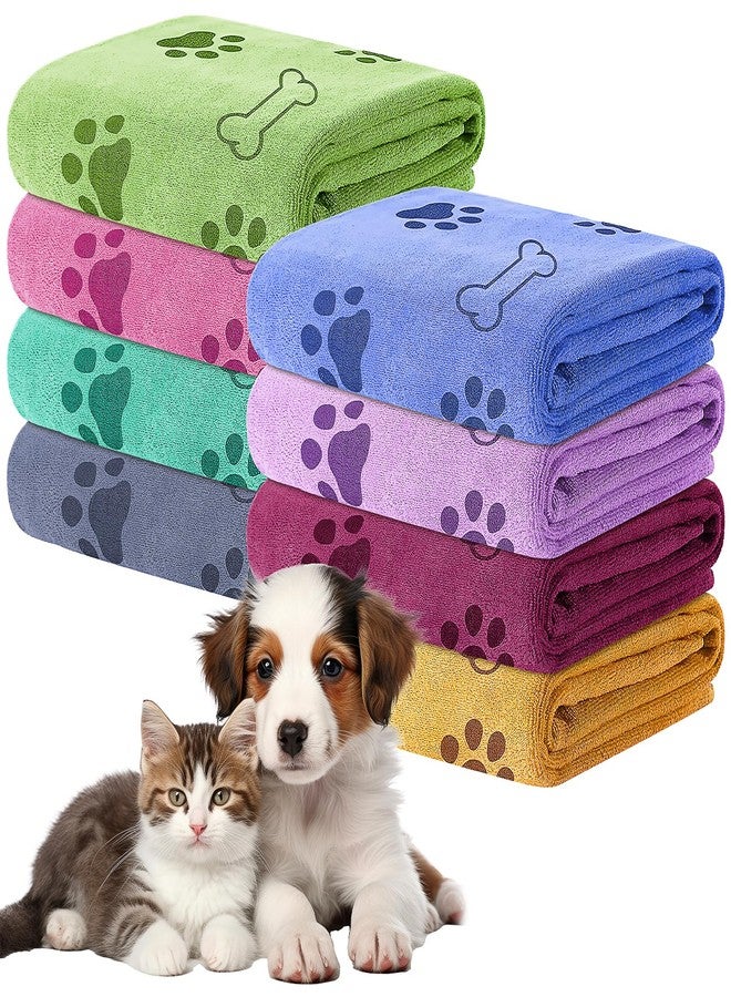 KisSealed 8Pcs Dog Towels for Drying, 55 x 28 Inch Quick Drying Pet Bath Towels Bulk Colorful Pet Grooming Towel Absorbent Microfiber Towel for Small Medium Large Dog Puppy Cat - Image 1