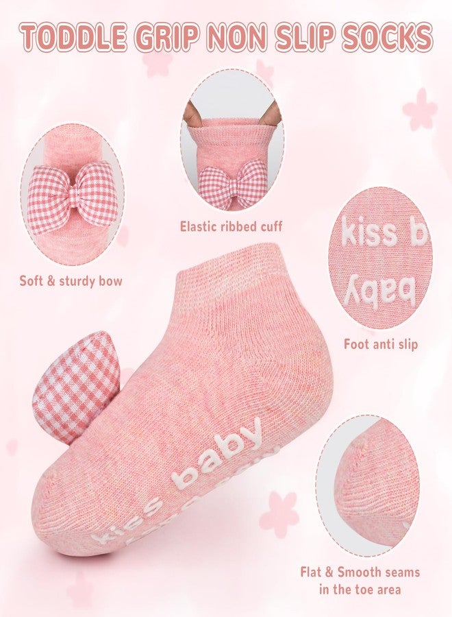 Ecnimb Baby Socks 0-6 Months Baby Girl Socks Non Slip Infant Prewalker Socks Crib Shoes for Newborn Toddler Soft Breathable Cotton Ankle Socks with Anti-Lost - Image 4