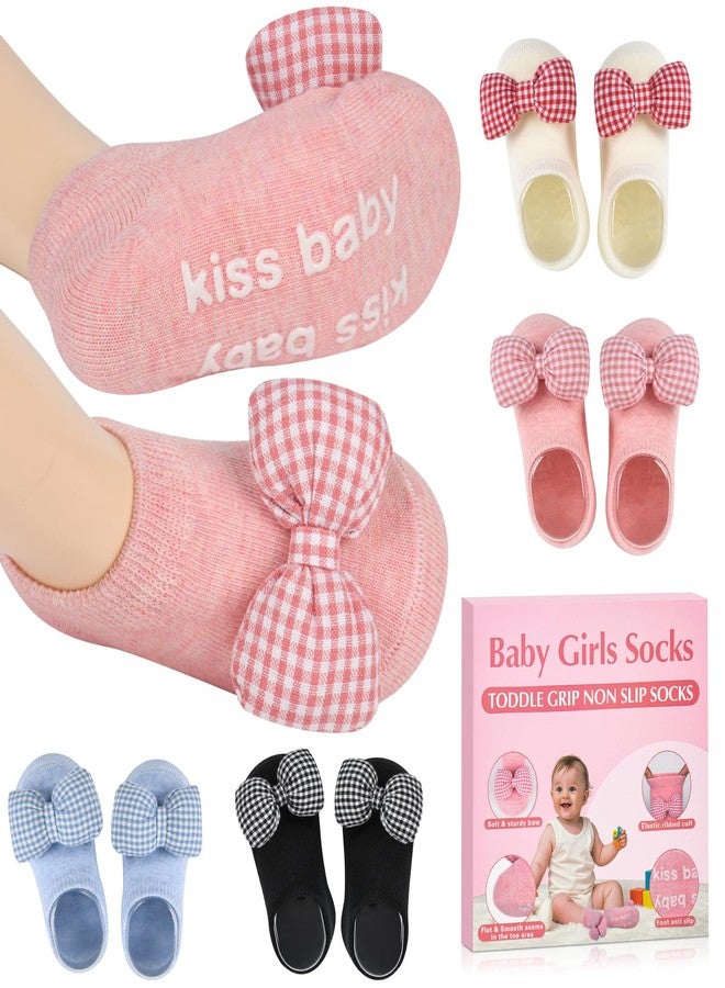 Ecnimb Baby Socks 0-6 Months Baby Girl Socks Non Slip Infant Prewalker Socks Crib Shoes for Newborn Toddler Soft Breathable Cotton Ankle Socks with Anti-Lost - Image 1