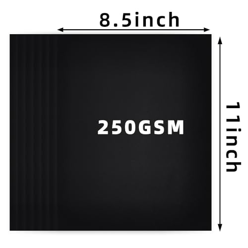TEETOOKEA 30 Sheets Black Cardstock, 8.5 x 11 Card Stock, 92lb/250gsm Thick Cover Stock, Heavyweight Printer Paper for Invitations, Scrapbooking, Crafting, DIY Projects, Decoration and Drawing - Image 2