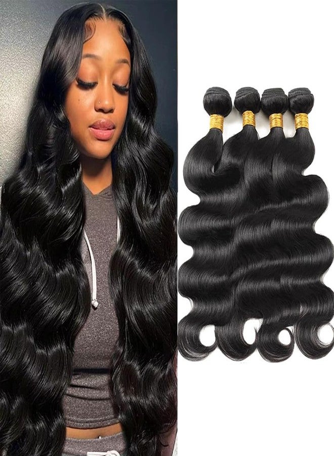 Aiterina 100% Unprocessed Brazilian Virgin Hair 18 20 22 24 Inch Body Wave Bundles Human Hair 4 Bundles Real Human Hair Extensions for Black Women Natural Black - Image 1