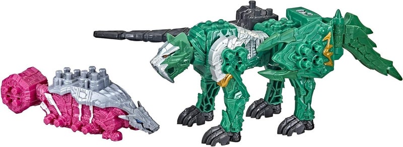 Power Rangers Dino Fury Pink Ankylo Hammer and Green Tiger Claw Zord Toys for Kids Ages 4 and Up Zord Link Mix-and-Match Custom Build System - Image 3