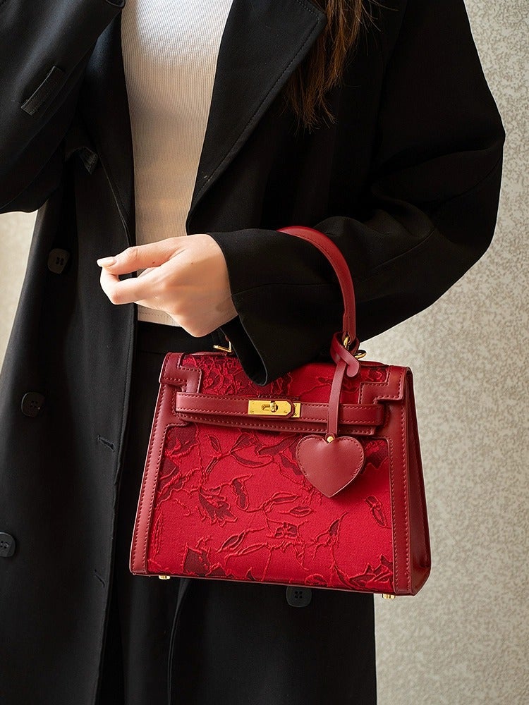 Chinese Style Embroidered Kelly Bag Spring Bridal Bag Mother Bag Red Wedding Bag Portable Shoulder Messenger Bag - Image 3