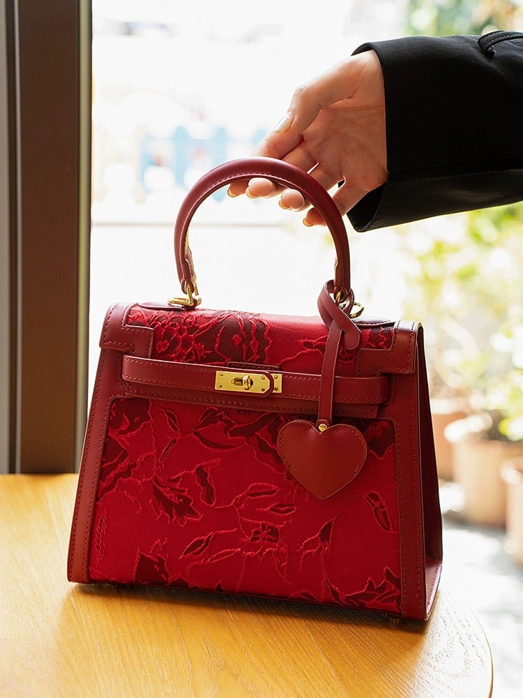 Chinese Style Embroidered Kelly Bag Spring Bridal Bag Mother Bag Red Wedding Bag Portable Shoulder Messenger Bag - Image 5