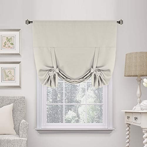 HVersailtex Kitchen Tie Up Curtain Thermal Insulated Tie Up Window Blind for Small Window Rod Pocket Panel  42 Wide by 63 Long  IvoryCream