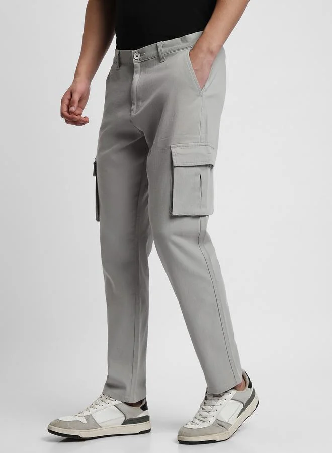 Dennis Lingo light grey Slim Fit Light Grey Trouser for Men - Cotton Blend, Full Length, Mid Rise, Casual, for Men | Best Price UAE