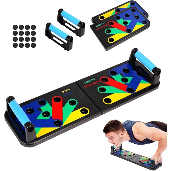 HEXAR Push Up Board, Foldable 12-In-1 Fitness Board, Home Workout Equipment, Pushup Handles For Floor, Multi Muscle Strength Training Equipment For Men And Women - Image 1