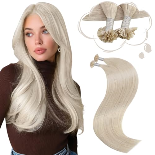 Moresoo Keratin Hair Extensions White Blonde U Tip Hair Extensions Human Hair Blonde Utip Extensions Human Hair for Wedding 50S50G 18 Inch - Image 2