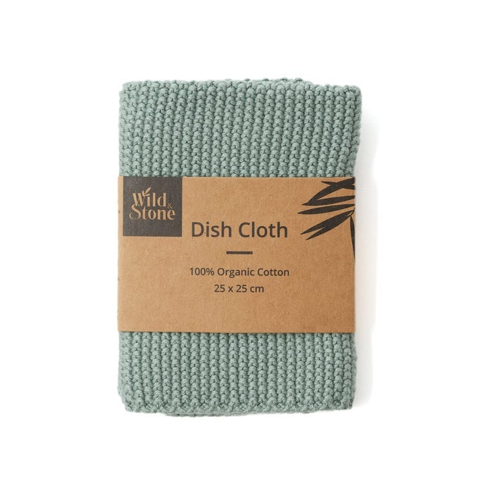 ORGANIC COTTON DISH CLOTH ECOFRIENDLY KITCHEN CLOTH BIODEGRADABLE COMPOSTABLE CLEANING CLOTH MOSS GREEN