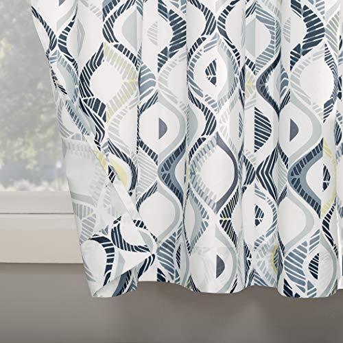 No. 918 Barker Geometric Semi-Sheer Rod Pocket Kitchen Curtain Valance and Tiers Set, 54" x 24", White - Image 3