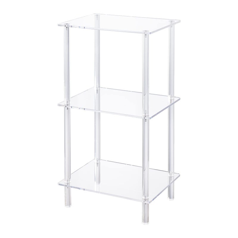 Aquiver Acrylic Tall Side Table  3 Tier End Table for Small Spaces  Tall Nightstand Clear Bedside Table for Living Room Bedroom  157 L x 118 W x 308 H