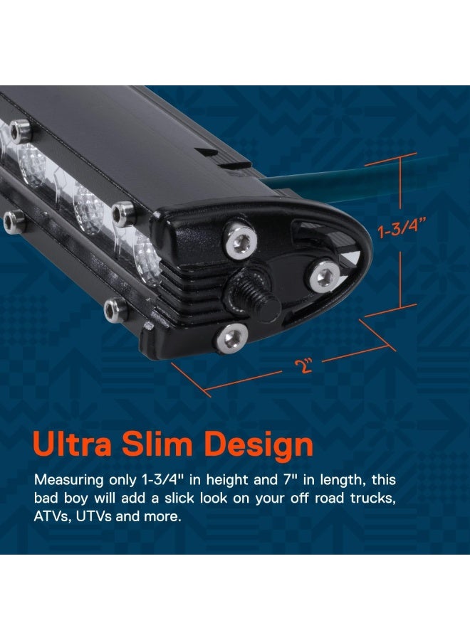 2pc 7" Ultra-Slim Single Row Off Road LED Light Bar [1530lm] [18W] [IP68 Waterproof] [12V - 24V] Fog/Driving/Work Lights for Trucks ATV Cars - 60 Degrees Flood Light - Image 5