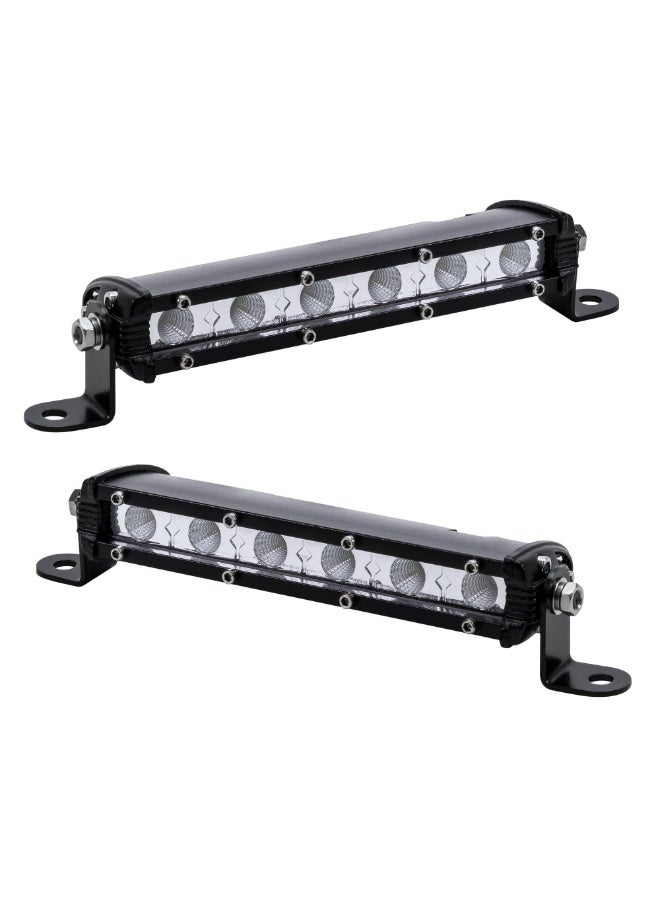 2pc 7" Ultra-Slim Single Row Off Road LED Light Bar [1530lm] [18W] [IP68 Waterproof] [12V - 24V] Fog/Driving/Work Lights for Trucks ATV Cars - 60 Degrees Flood Light - Image 1