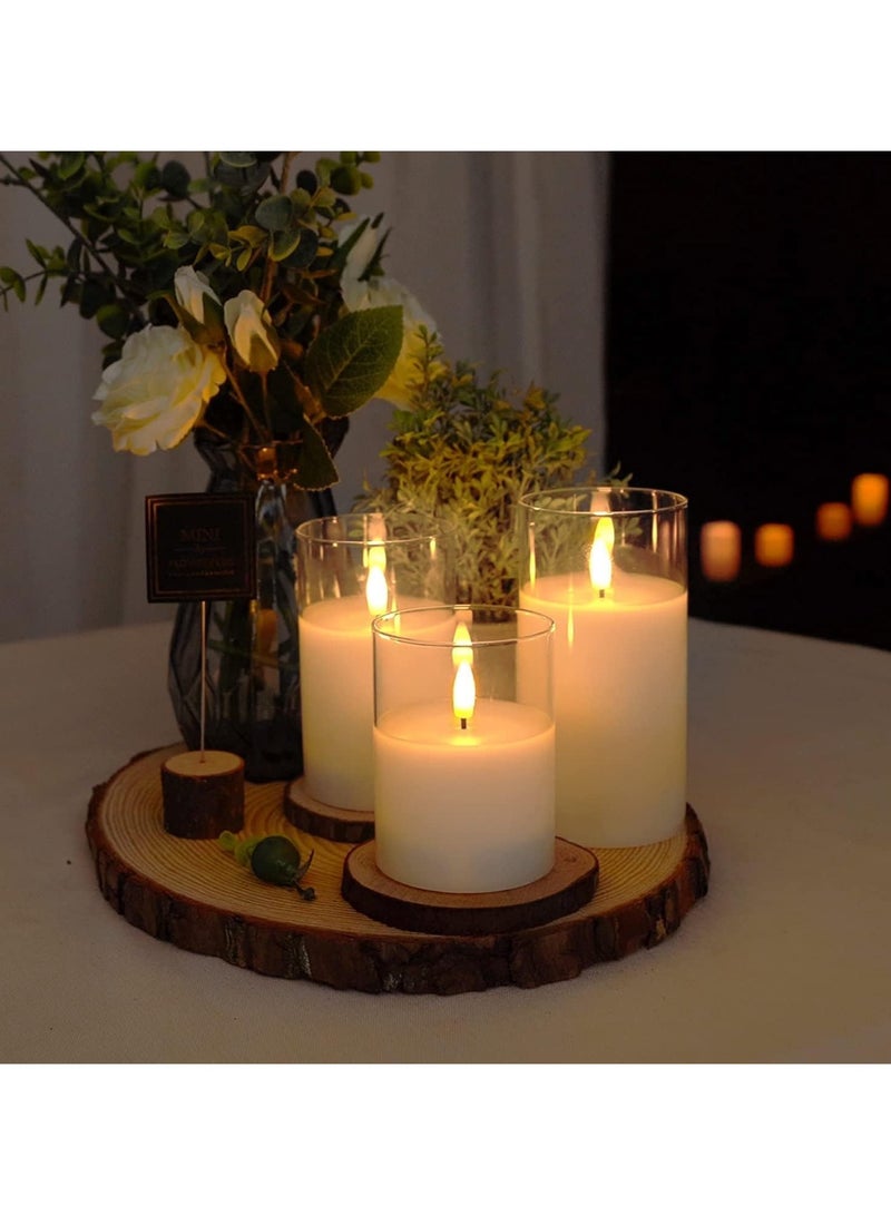 TIGER Set of 3 Glass Flameless Candles with Timer & Remote Control – Battery-Powered Flickering LED Pillar Candles for Holiday, Restaurant, and Home Decoration – Safe, Elegant, and Realistic Candlelight Ambiance - Image 5