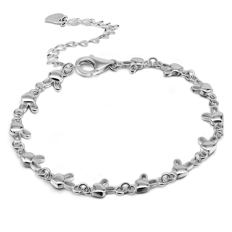 Dankadi Women 925 Sterling Silver Infinity Love Heart Link Bracelets- Cute Animal Little Rabbit Bangle Jewelry Gifts For Wife Her (Rabbit shape, 8 inches) - Image 1