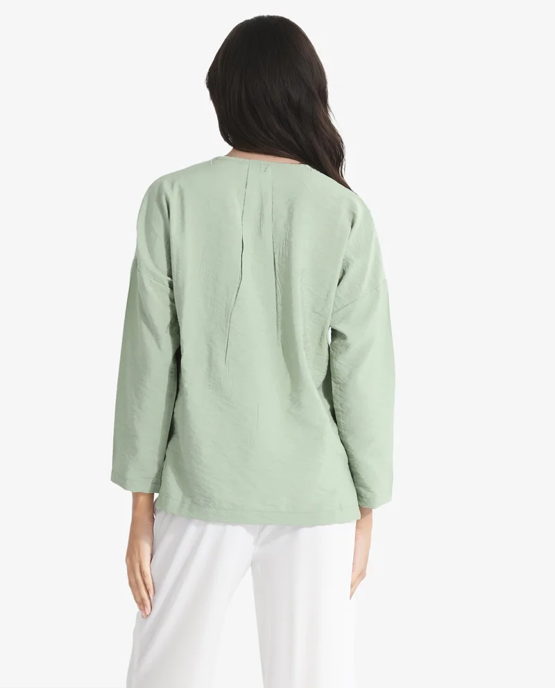Rareism Women's Relaxed Fit Lapel Collar Top