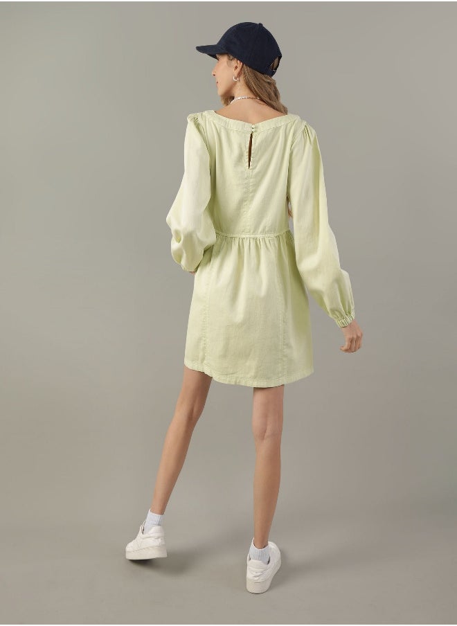 American Eagle - AE Long-Sleeve Denim Mini Dress - Image 1