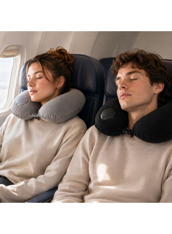 Premium Inflatable Travel Neck Pillow - U-Shaped with 360° Support & Soft Velvet Cover - Image 3