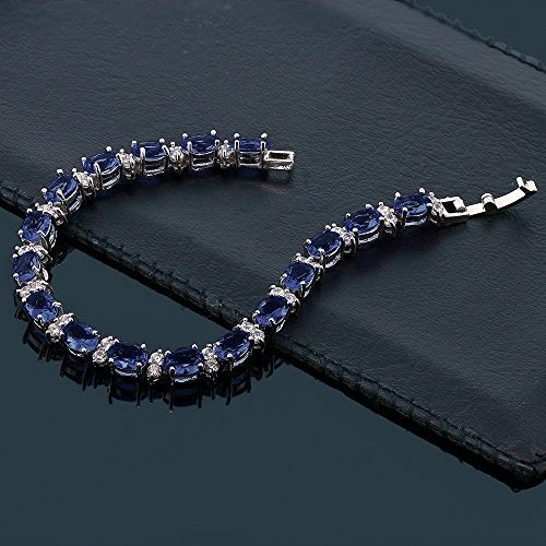 Gem Stone King 20.00 Ct Gorgeous Oval and Round 7 Inch Sparkling Cubic Zirconia CZ Tennis Bracelet For Women - Image 3