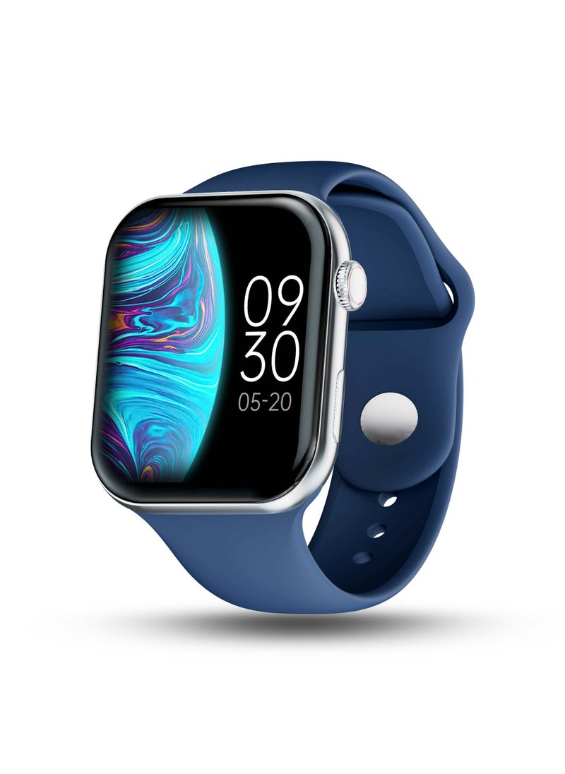 Pebble ساعة ذكية كوزموس جراند 2.1” أكبر شاشة 480*546 دقة عالية، مكالمات بلوتوث، شحن لاسلكي، تتبع نظام تحديد المواقع - أزرق مسائي  - Image 1