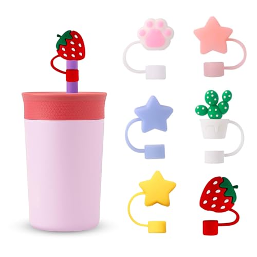 Horsdo 6pcs Straw Cover Cap for Owala Kids Cup, Dust-Proof Drinking Silicone Straws Reusable Straws Tips Lids,12mm 0.47in Lid Accessories (6pcs) - Image 1