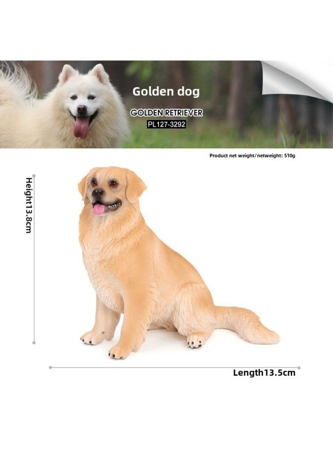 Children's Simulation Solid Animal Model Chai Dog Golden Retriever Dog Lazy Cat Garfield White Mouse Pet Ornaments Toy-Color:127-3292 Golden Hairy Dog  - Image 1