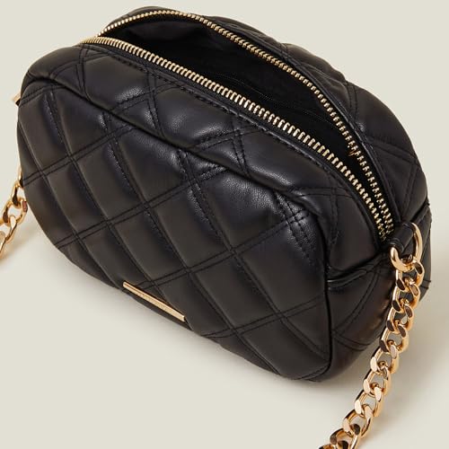 Accessorize London Women's Black Quilted Chunky Chain Camera Bag - Image 5