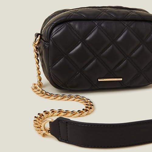 Accessorize London Women's Black Quilted Chunky Chain Camera Bag - Image 4