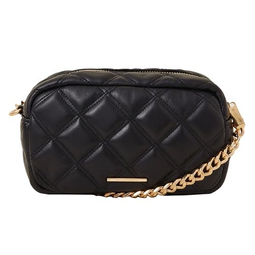 Accessorize London Women's Black Quilted Chunky Chain Camera Bag - Image 1