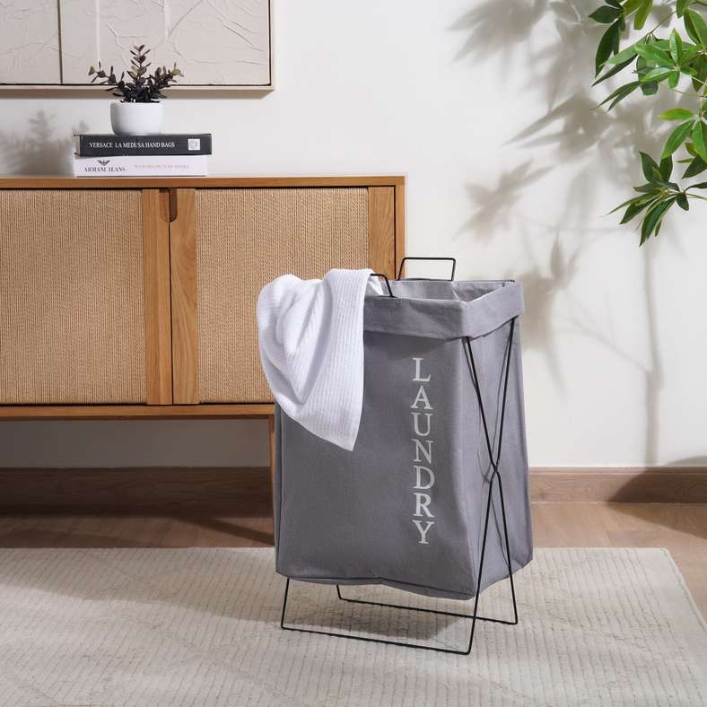 Nola Laundry Hamper 35x25x48cm - Grey