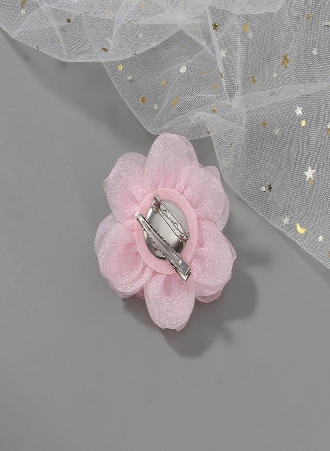 Merdia Rose Flower Brooch & Pin Set for Women | Pink Floral Clips & Hair Pins | 3.1 Inch Light Pink - Image 3