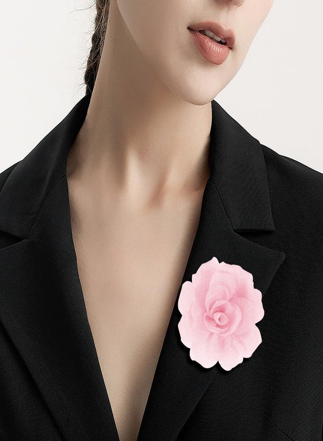Merdia Rose Flower Brooch & Pin Set for Women | Pink Floral Clips & Hair Pins | 3.1 Inch Light Pink - Image 5
