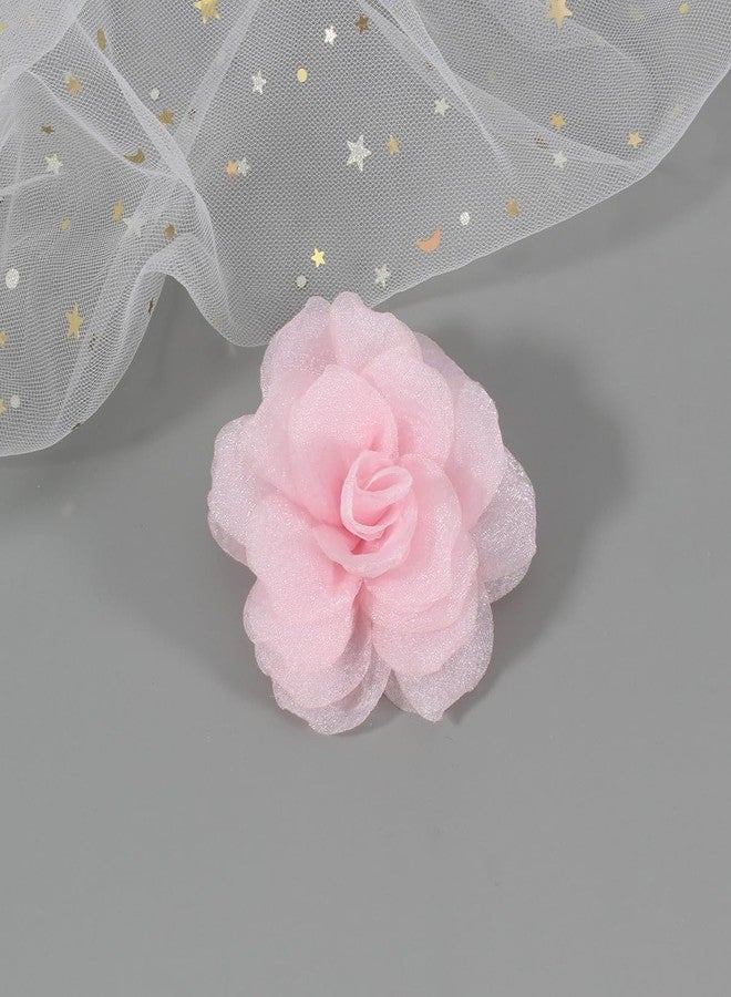 Merdia Rose Flower Brooch & Pin Set for Women | Pink Floral Clips & Hair Pins | 3.1 Inch Light Pink - Image 2