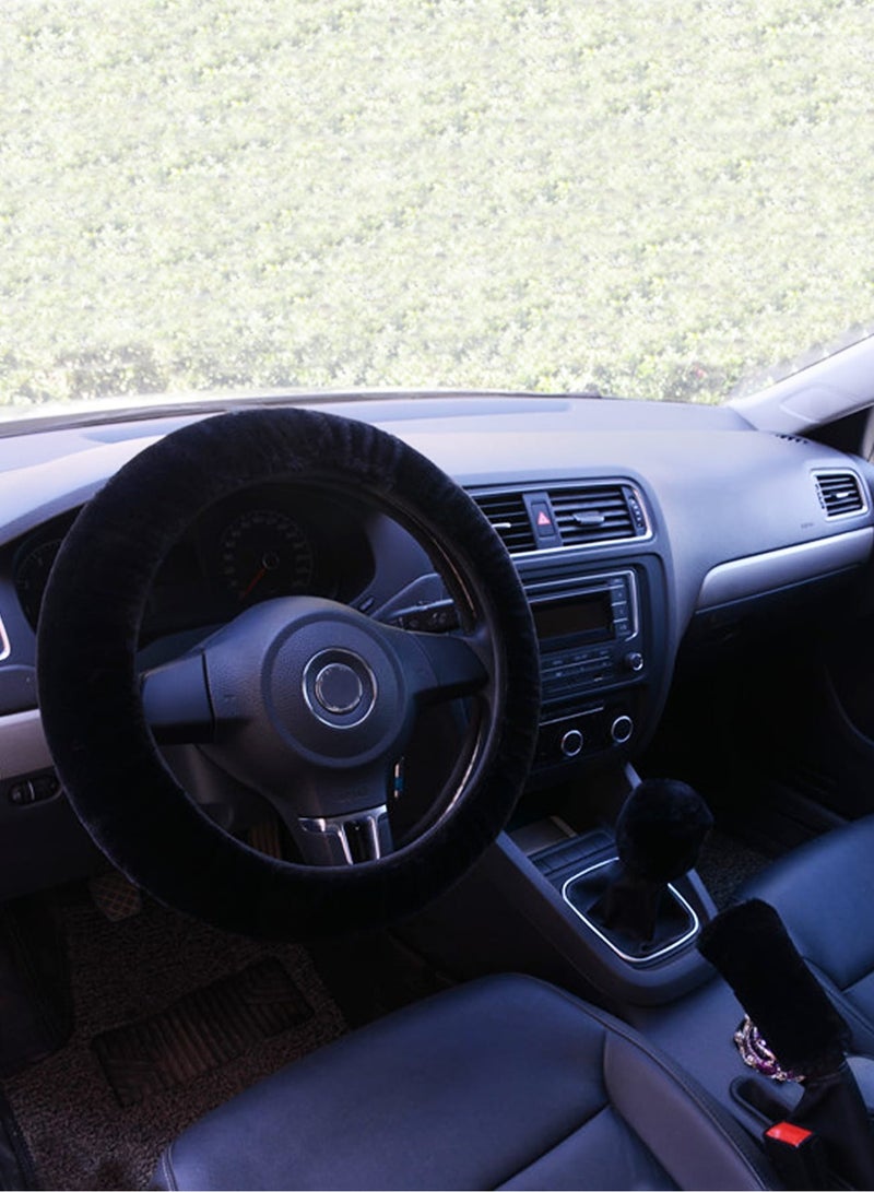 Generic Fluffy 3 pcs Steering Wheel / Handbrake / Gear Shift Cover - Image 2