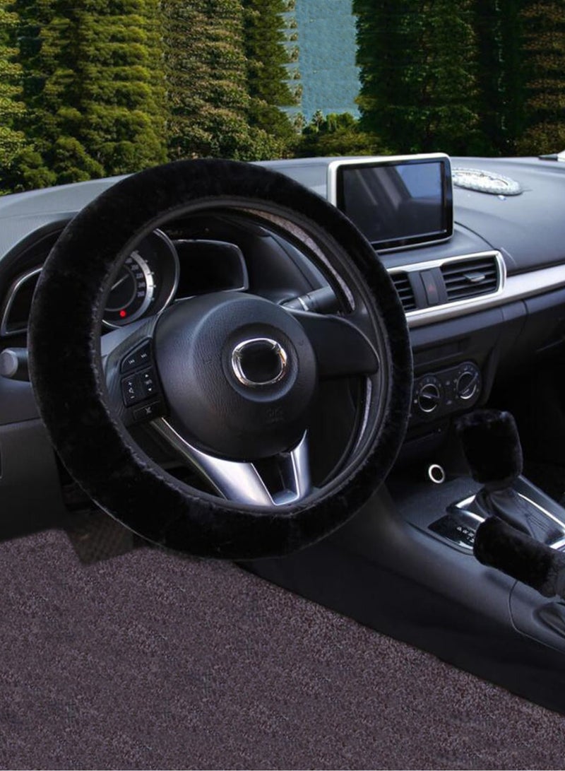 Generic Fluffy 3 pcs Steering Wheel / Handbrake / Gear Shift Cover - Image 1