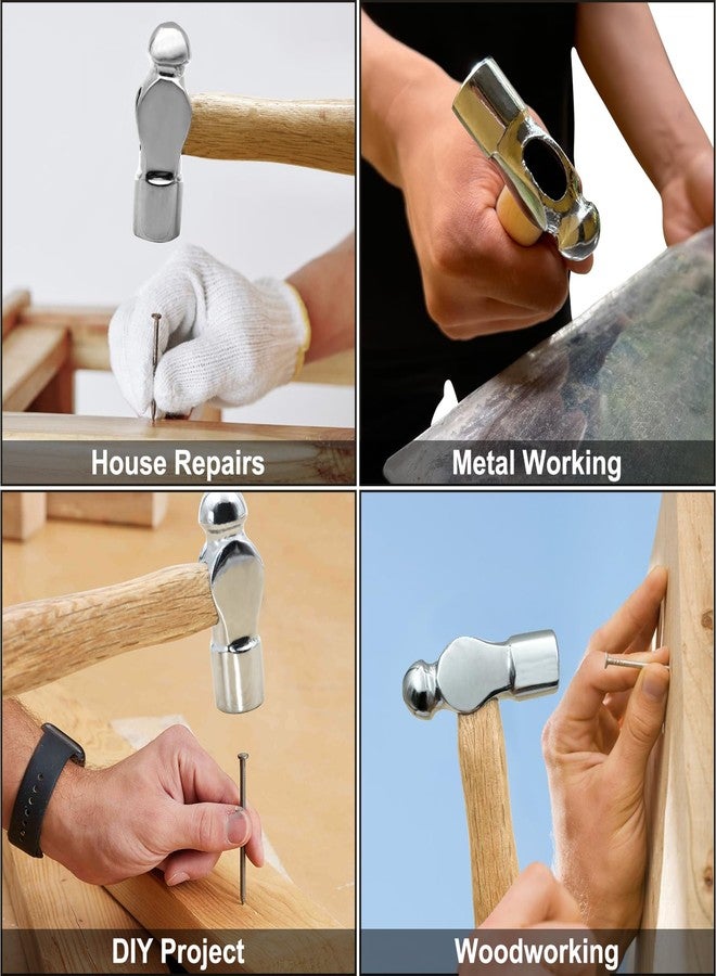 Zalaxt Mini Wooden Handle Round Head Hand Hammer, Reinforced Ball Hammer, Escape Tool for Prying Nails, Woodworking & Repairing - Image 3