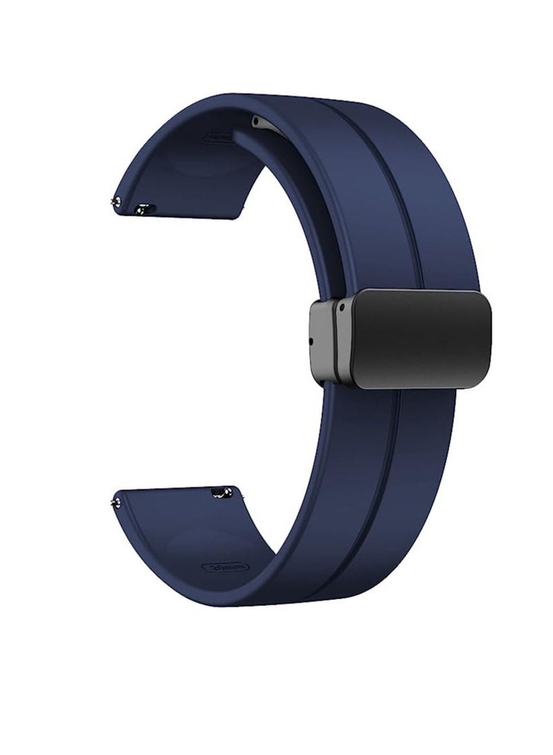 22mm Silicone Strap With Magnetic Folding Buckle For GT2 46 - GT3 46 - GT2 Pro - GT2E - Blue - Image 1