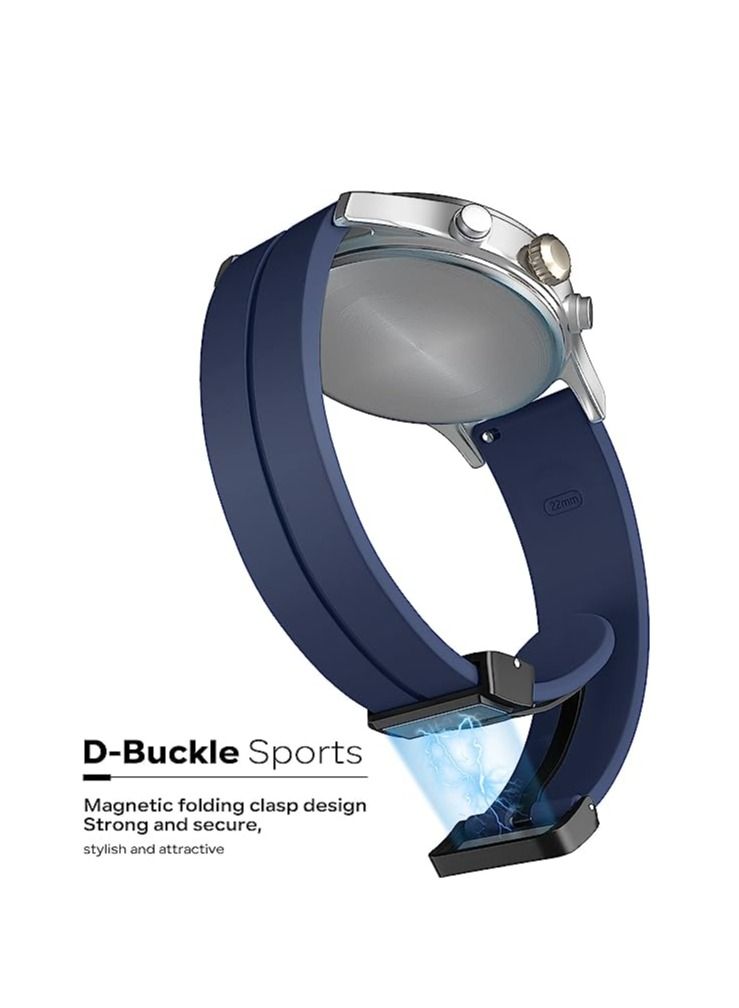 22mm Silicone Strap With Magnetic Folding Buckle For GT2 46 - GT3 46 - GT2 Pro - GT2E - Blue - Image 3